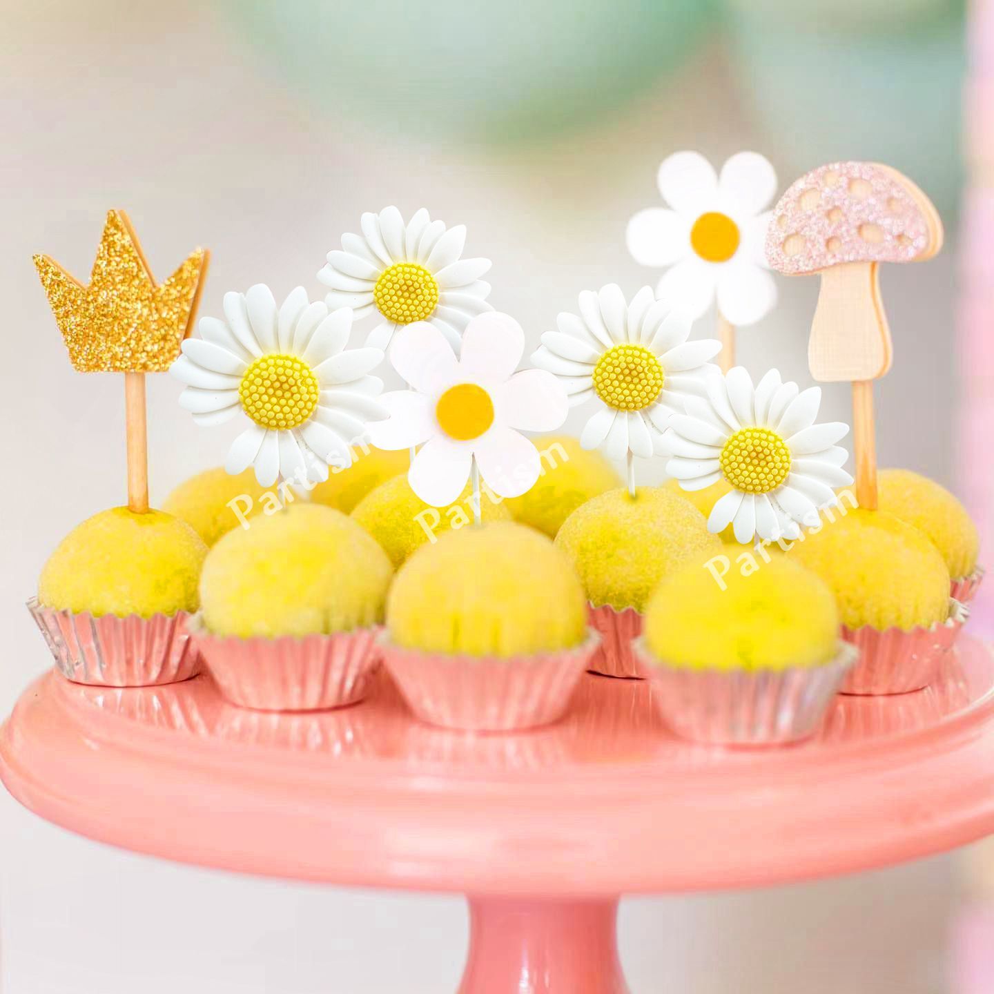Confetti Balloon Set - 1set Resin Daisy Cake Topper Multi