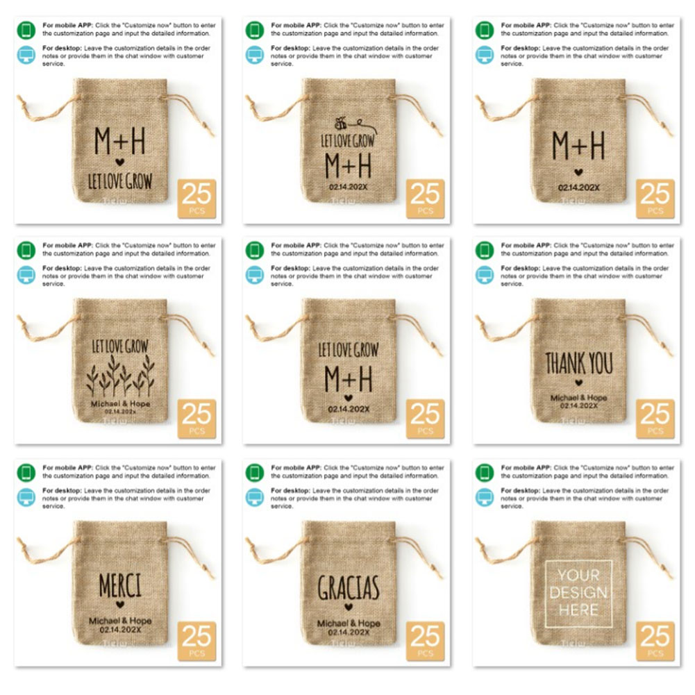 25PCS-Personalized Burlap Wedd - огляд і ціна Wedding Supply List