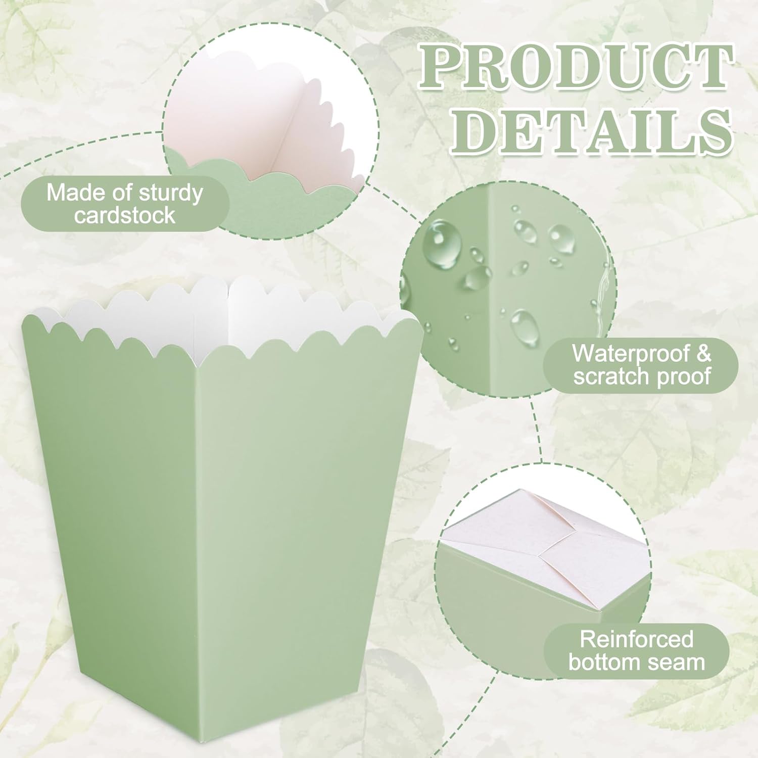 12 pcs  Sage Green Mini Popcor - огляд і ціна Wedding Favor Box