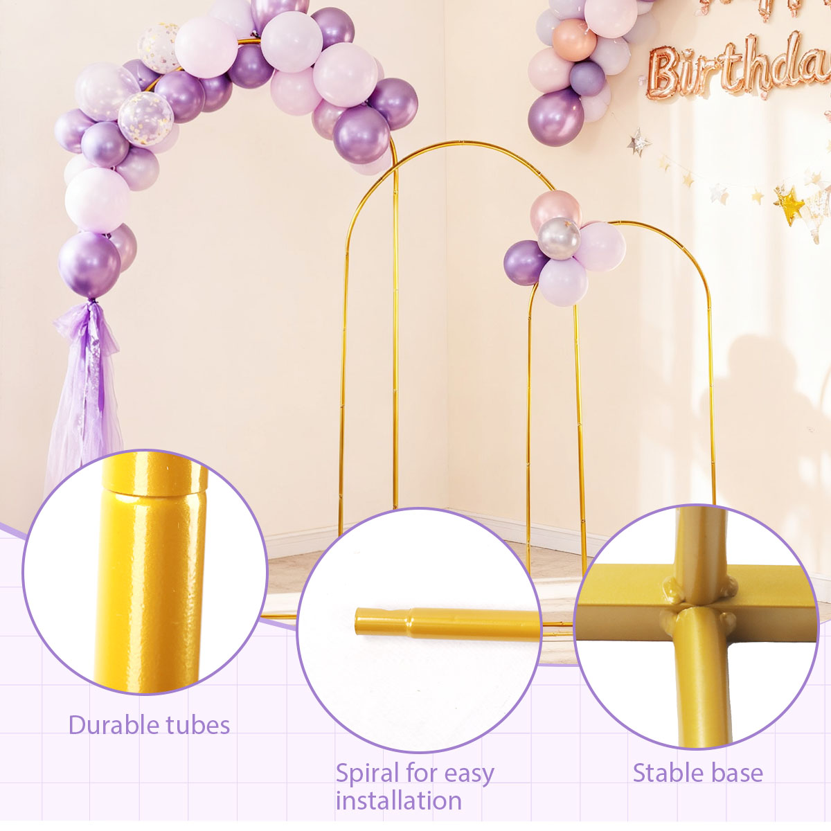 3Pack Golden Metal Arch Kits,  - огляд і ціна Confetti Balloon Set